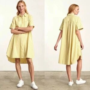 Everlane Yellow and White Striped Shirt dress - Womens Size Small